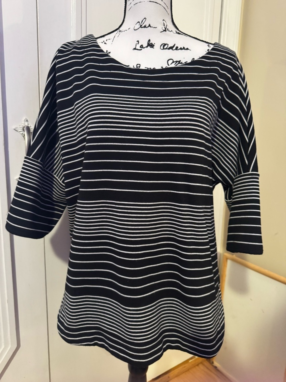 Women’s Black & White Striped Knit Top